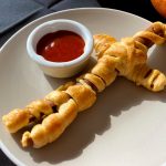 vegan worstenbroodje mummie Halloween