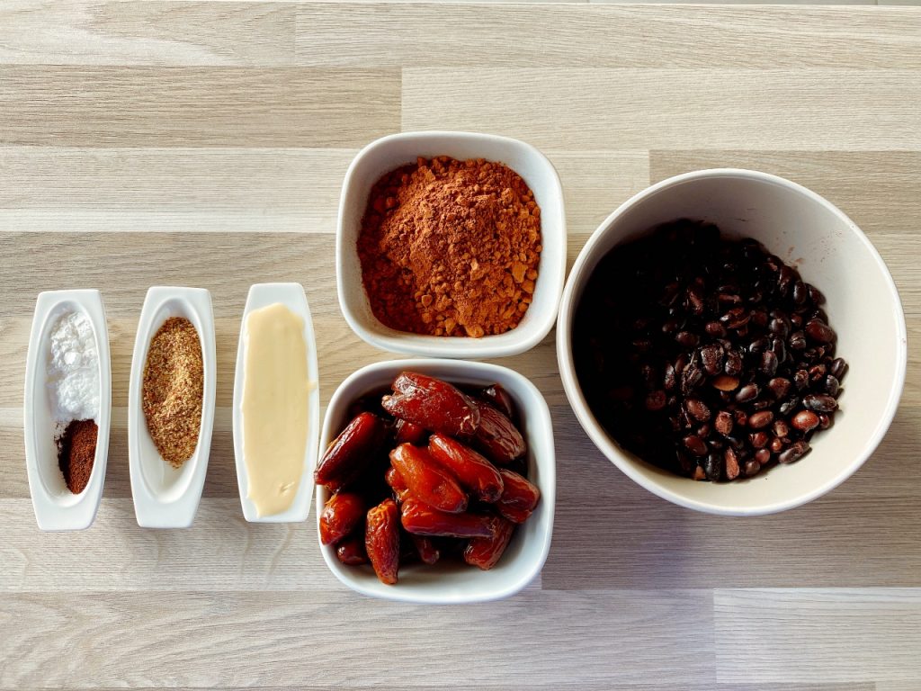 Gezonde brownies met zwarte bonen ingrediënten