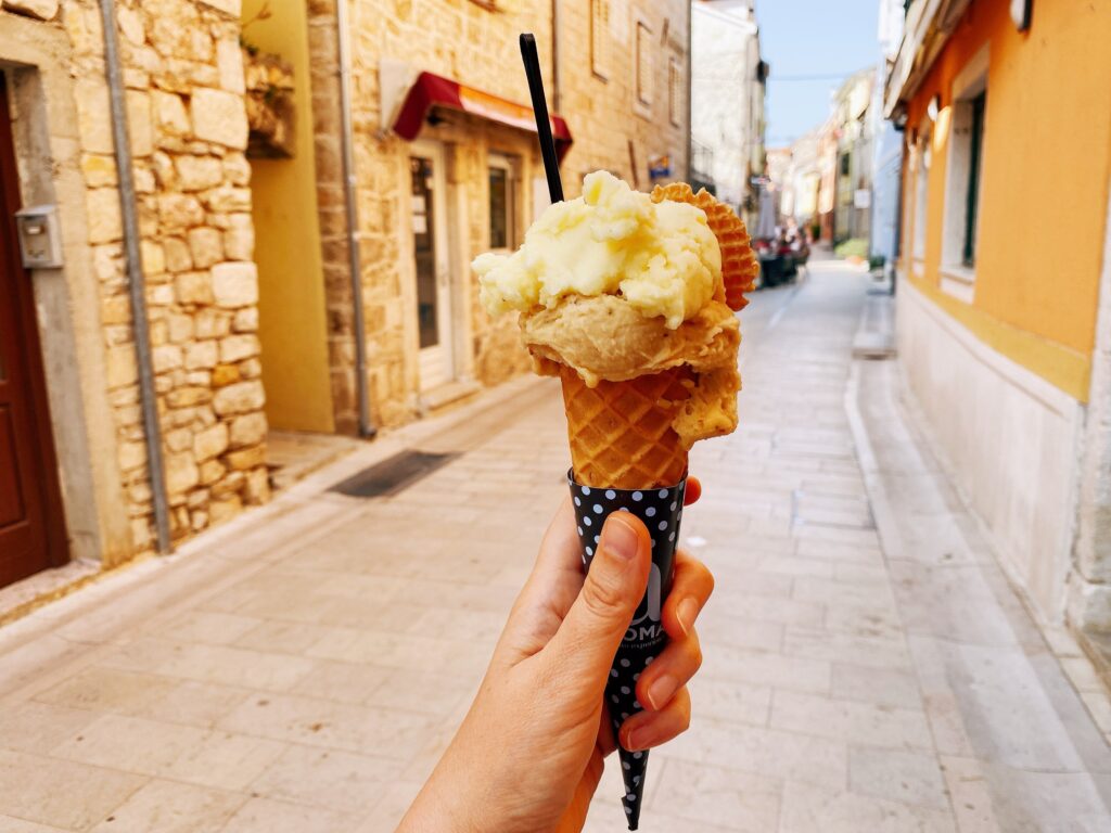 vegan ijsje in Kroatië Krka National Park Skradin