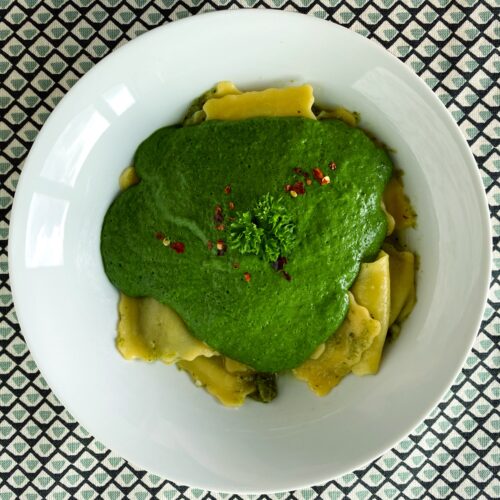 groene spinazie saus vegan